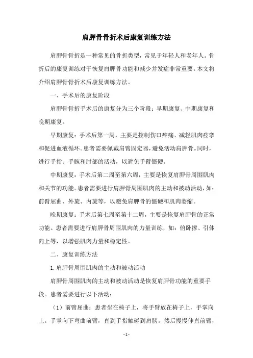 肩胛骨骨折术后康复训练方法