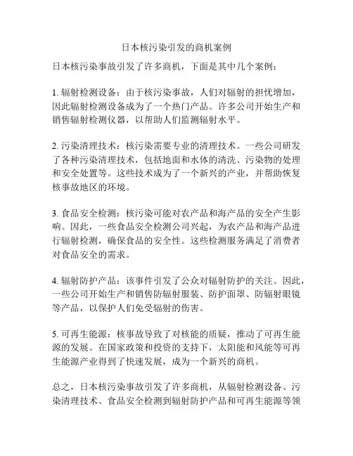 日本核污染引发的商机案例