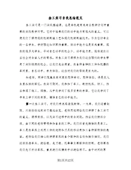 金工实习自我总结范文(五篇)
