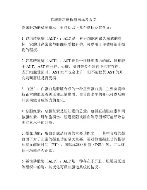 临床肝功能检测指标及含义