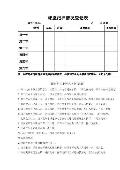 课堂纪律情况登记表【精选文档】