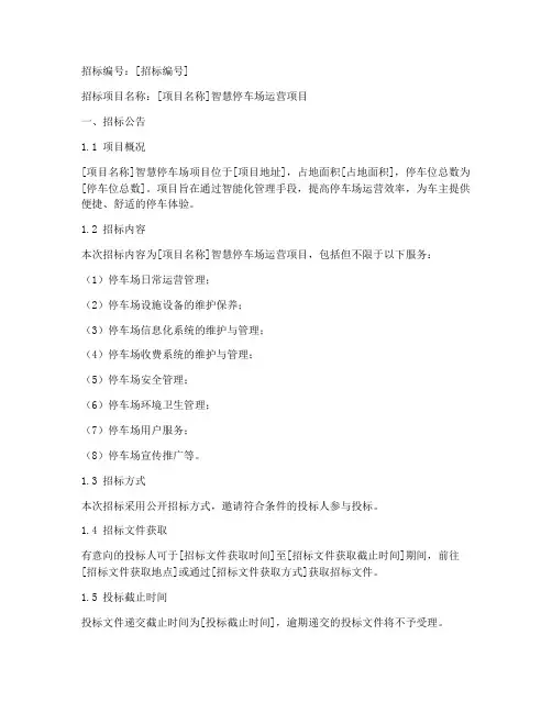 智慧停车场运营招标文件