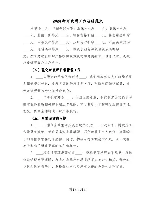 2024年财政所工作总结范文（三篇）