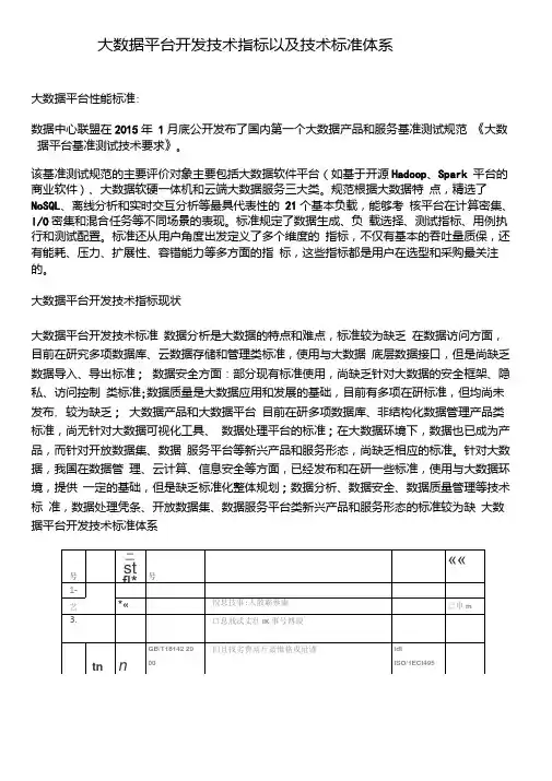 大数据平台开发技术指标以及技术标准体系.doc