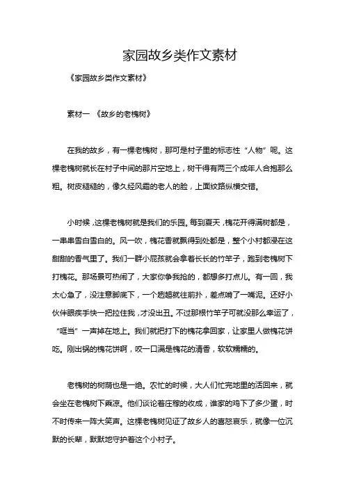 家园故乡类作文素材