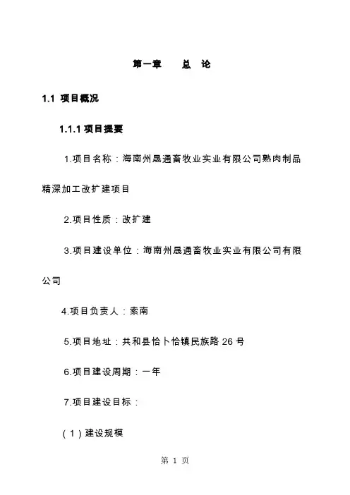 牛羊肉熟食制品精深加工可研报告word精品文档94页