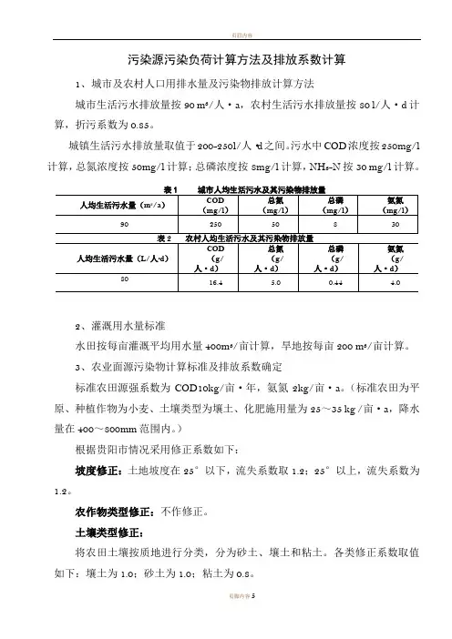 污染源污染负荷计算方法