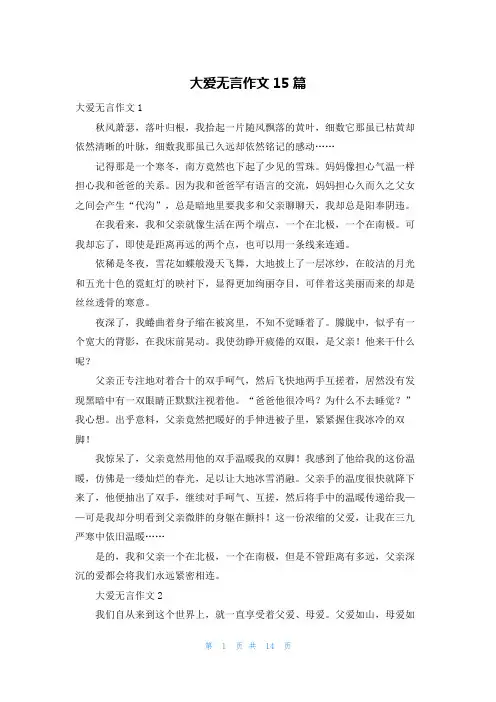 大爱无言作文15篇