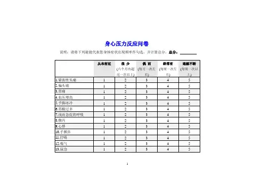 生活事件压力量表