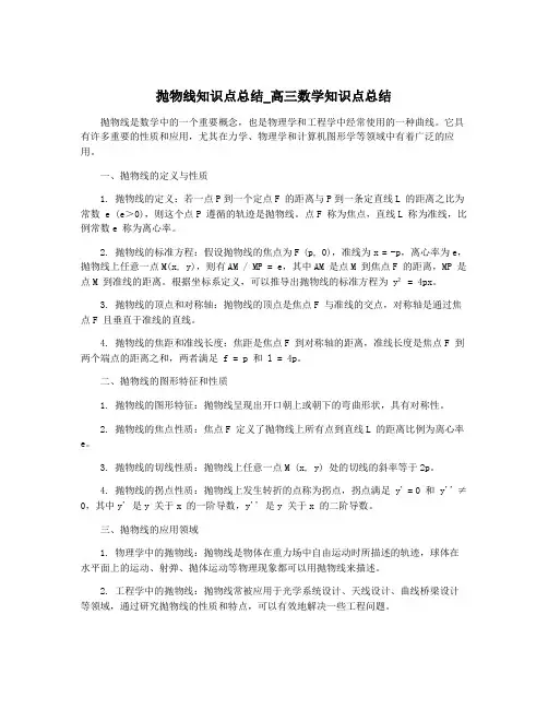 抛物线知识点总结_高三数学知识点总结