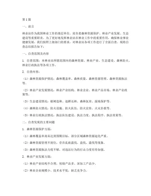 林业站自查总结报告范文(3篇)