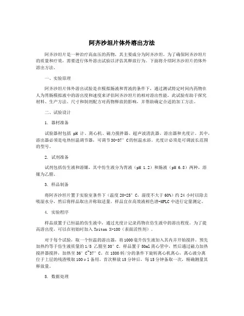 阿齐沙坦片体外溶出方法