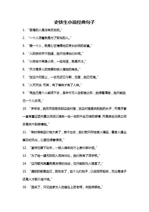史铁生小说经典句子