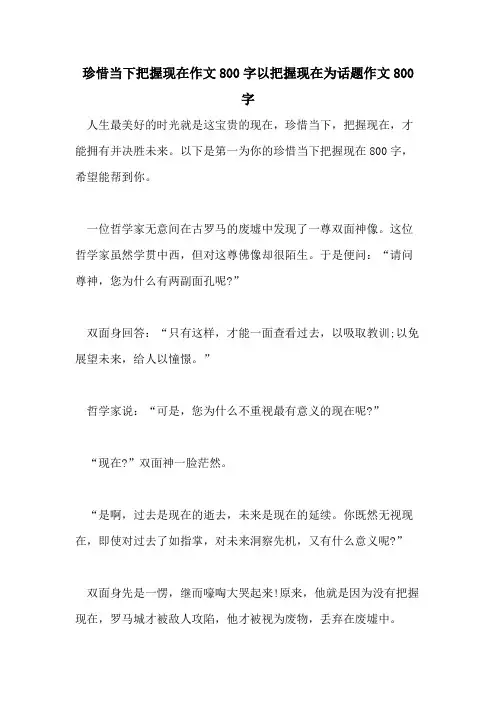 2021年珍惜当下把握现在作文800字以把握现在为话题作文800字