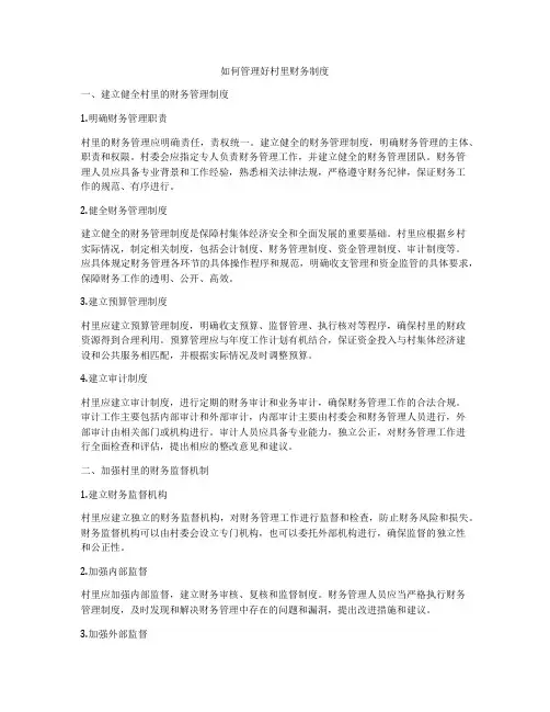 如何管理好村里财务制度