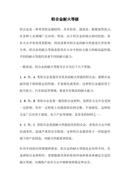 铝合金耐火等级