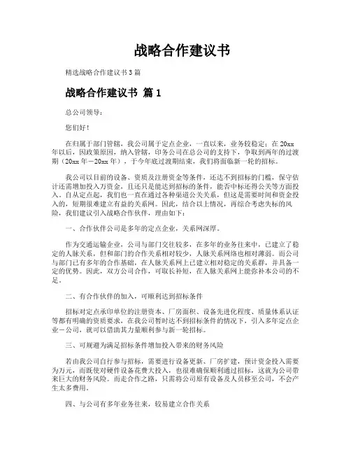 战略合作建议书
