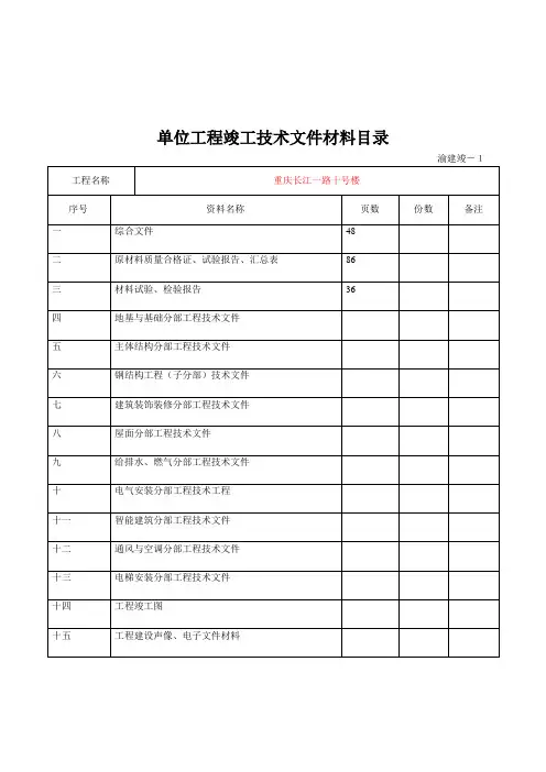 渝建竣资料填写范例(某工程完整版)