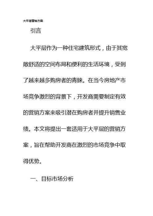 大平层营销方案