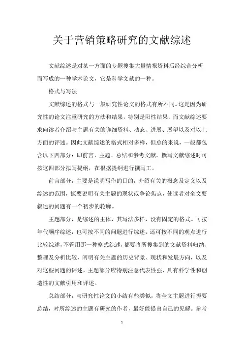 关于营销策略研究的文献综述