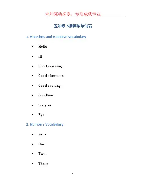 五年级下册英语单词表 (4)