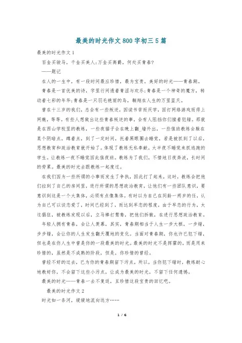 最美的时光作文800字初三5篇