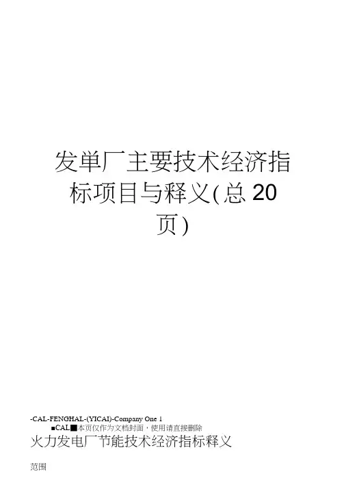 发电厂主要技术经济指标项目与释义