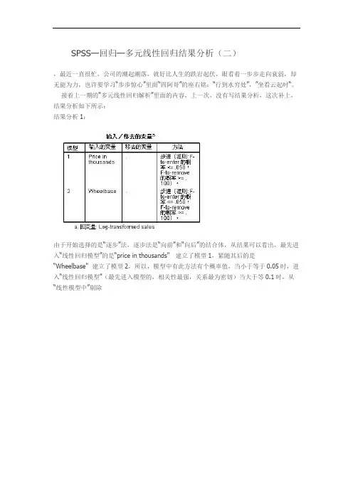 SPSS—回归—多元线性回归结果分析