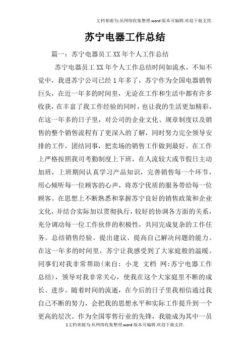 苏宁电器工作总结