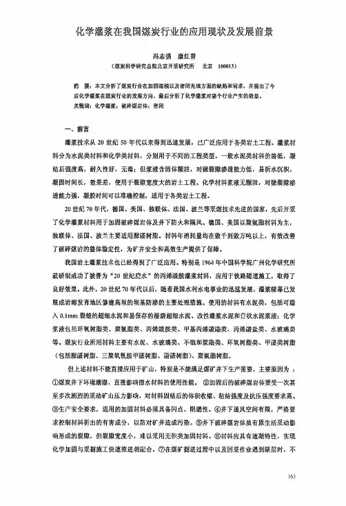 化学灌浆在我国煤炭行业的应用现状及发展前景