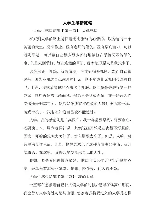 最新大学生感悟随笔