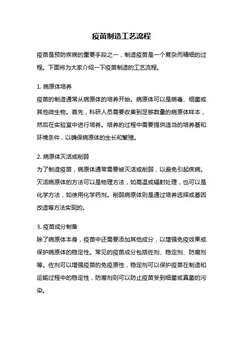 疫苗制造工艺流程