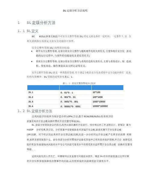 SIL定级分析方法说明