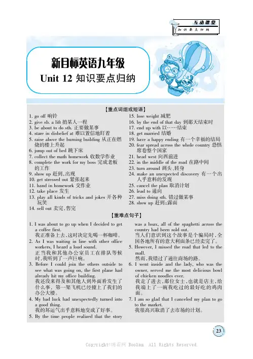 新目标英语九年级Unit12知识要点归纳