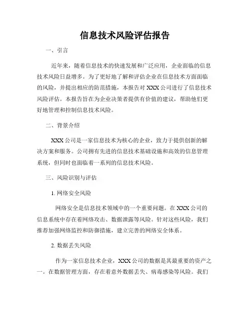 信息技术风险评估报告