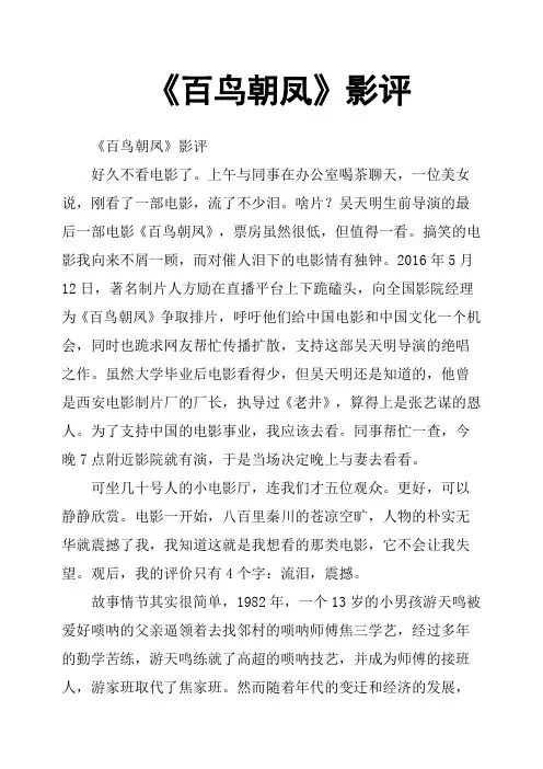 《百鸟朝凤》影评(二)