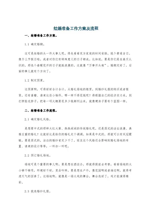结婚准备工作方案及流程