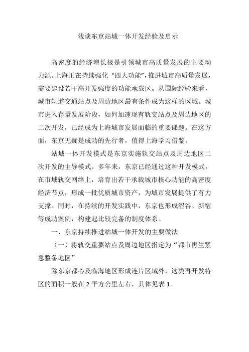浅谈东京站城一体开发经验及启示