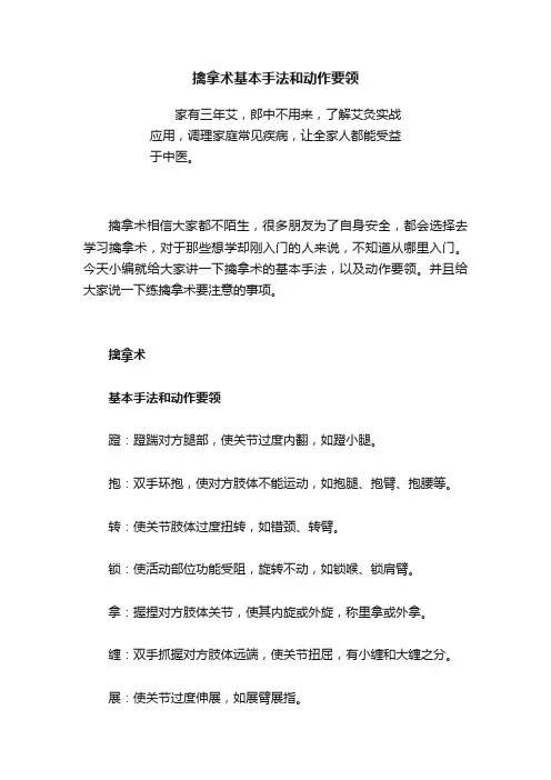 擒拿术基本手法和动作要领