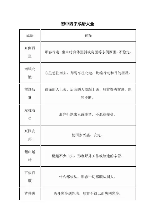 初中四字成语大全