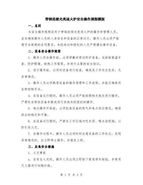 带钢连续光亮退火炉安全操作规程模版