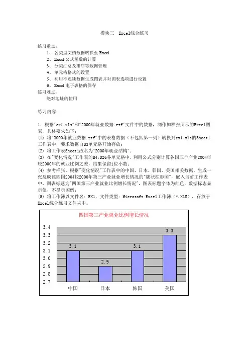 模块三  Excel综合练习