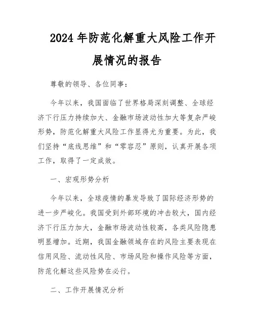 2024年防范化解重大风险工作开展情况的报告