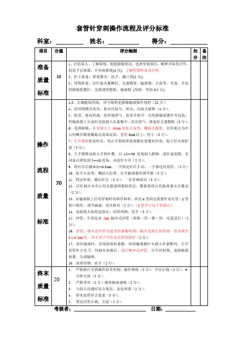 15、静脉留置针评分表