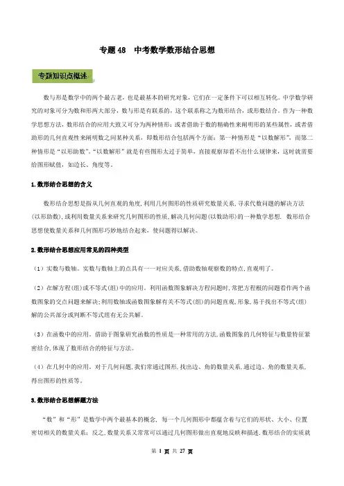 专题48 中考数学数形结合思想(解析版)