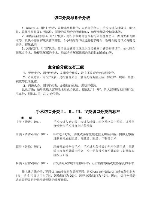 切口分类与愈合分级