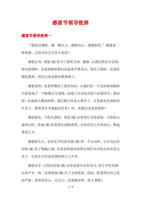 感恩节领导致辞