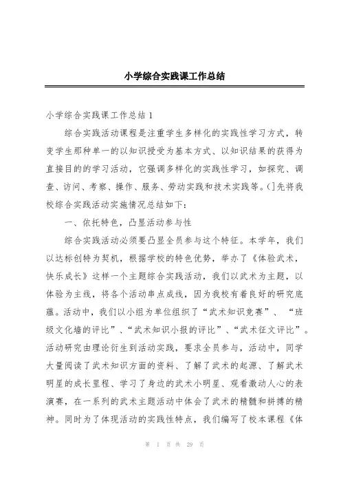 小学综合实践课工作总结