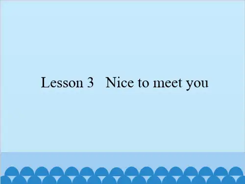 三年级上册英语课件-Lesson 3   Nice to meet you  科普版