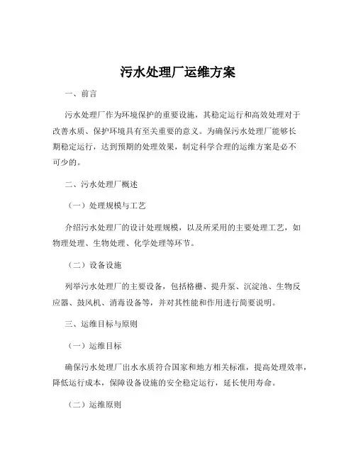污水处理厂运维方案